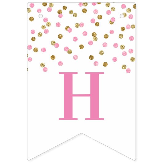 Happy Birthday Banner Pink Gold Confetti (Zweite Fahne)