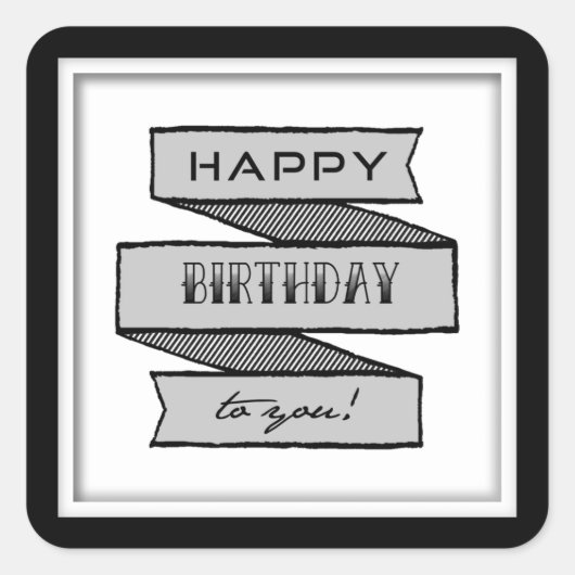 Happy Birthday Banner Typografy Stickers (Vorderseite)