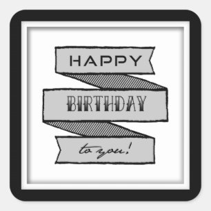 Happy Birthday Banner Typografy Stickers