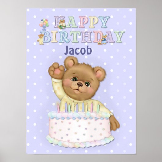 Happy Birthday Bären Boy - Anpassen Poster (Vorne)