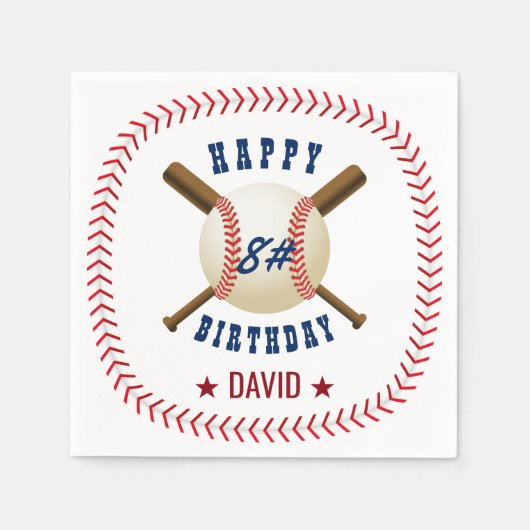 Happy Birthday Baseball Boy Sports Theme Serviette (Vorderseite)
