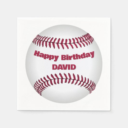 Happy Birthday Baseball mit Namen Serviette (Vorderseite)