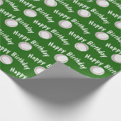 Happy Birthday Baseballs auf Green Geschenkpapier (Ecke)