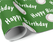 Happy Birthday Baseballs auf Green Geschenkpapier (Rolleneckpunkt)