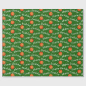 Happy Birthday Basketballs auf Grün Geschenkpapier (Flach)