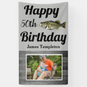 Happy Birthday Bass Fishing Foto Name Vater Banner (Vertikal)