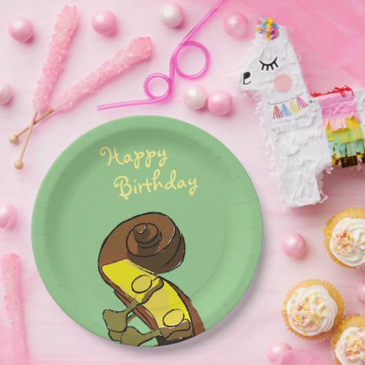 Happy Birthday Bass Instrumentalist Paper Pappteller (Party)