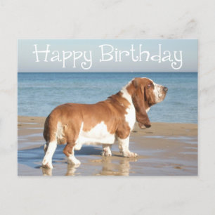 Happy Birthday Basset Hound Puppy Dop Card Postkarte