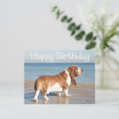 Happy Birthday Basset Hound Puppy Dop Card Postkarte (Stehend Vorderseite)