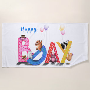 Happy Birthday Beach Handtuch Geschenk Baby Bears