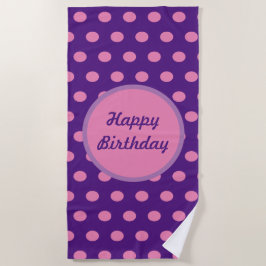 Happy Birthday Beach Handtuch (Lila & pink)