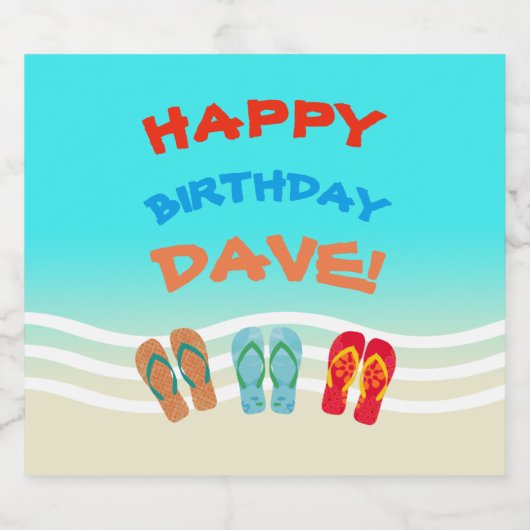 Happy Birthday Beach Party Custom Bierflaschenetikett (Einzelnes Label)