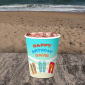 Happy Birthday Beach Party Custom Pappbecher