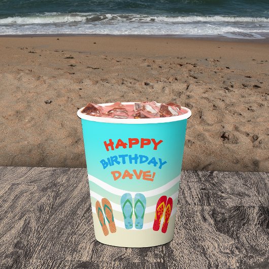 Happy Birthday Beach Party Custom Pappbecher