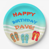 Happy Birthday Beach Party Custom Pappteller (Vorderseite)