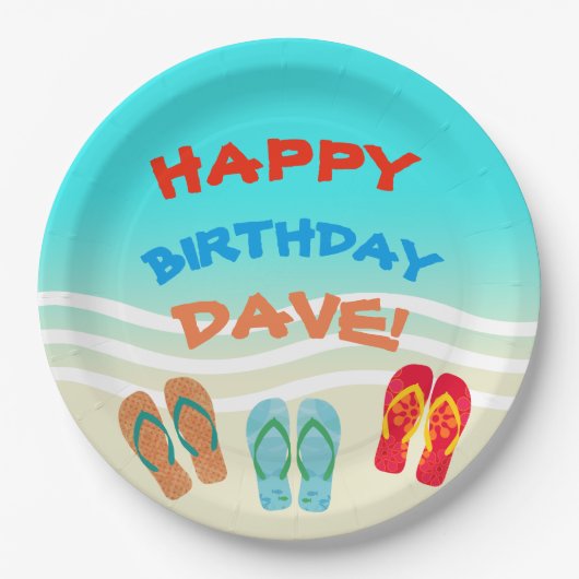 Happy Birthday Beach Party Custom Pappteller (Vorderseite)