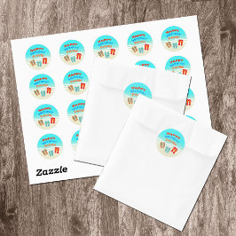 Happy Birthday Beach Party Personalisiert Runder Aufkleber