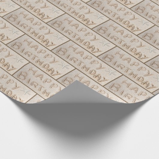 Happy Birthday Beach Starfish Geschenkpapier (Ecke)