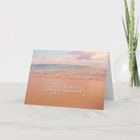 Happy Birthday Beach Waves Card Karte (Vorderseite)