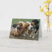 Happy Birthday Beagle Basset Hound Card Karte (Gelbe Blume)