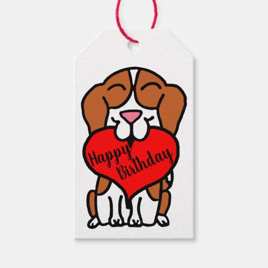 Happy Birthday Beagle Herzlich Cartoon Geschenkanhänger (Vorderseite)