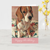 Happy Birthday Beagle Hund Geburtstagskarte Karte (Gelbe Blume)