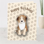 Happy Birthday Beagle mit Hundefußabdrücken Karte (Vorderseite)