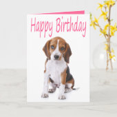 Happy Birthday Beagle Welpe Hund Grußkarte Karte (Gelbe Blume)