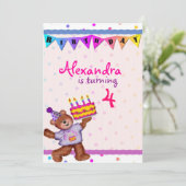 Happy Birthday Bear Einladung (Stehend Vorderseite)