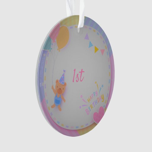 Happy Birthday Bear Ornament (Vorderseite)