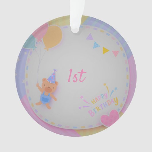 Happy Birthday Bear Ornament (Vorderseite)