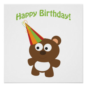 Happy Birthday Bear Poster