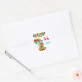 Happy Birthday Bear Runder Aufkleber (Umschlag)