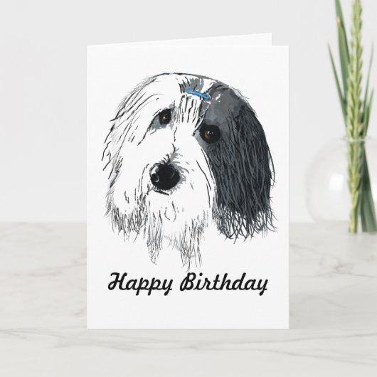 Happy Birthday Bearded Collie Card Karte (Vorderseite)