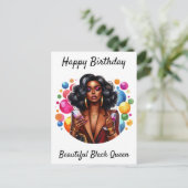 Happy Birthday Beautiful Black Queen Melanin Sista Postkarte (Stehend Vorderseite)
