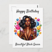 Happy Birthday Beautiful Black Queen Melanin Sista Postkarte (Vorne/Hinten)