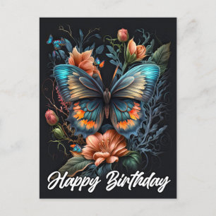 Happy Birthday   Beautiful Butterfly Postkarte