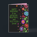 Happy Birthday Beautiful Friend Karte<br><div class="desc">Dein bester Freund muss wissen, dass du an sie an ihrem besonderen Tag denkst. Dieses niedliche, lustige Blumendesign wäre die perfekte Karte für einen besonderen Freund. Das handgezeichnet Design entstand aus einer Illustration, die ich für meine Inspirivity Facebook Seite erstellt habe (wo ich täglich inspirierende Kunst erschaffe). Die meisten Designs,...</div>