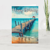Happy Birthday Beautiful Ocean Pier Karte (Vorderseite)