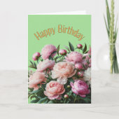 Happy Birthday Beautiful Peonies Karte (Vorderseite)