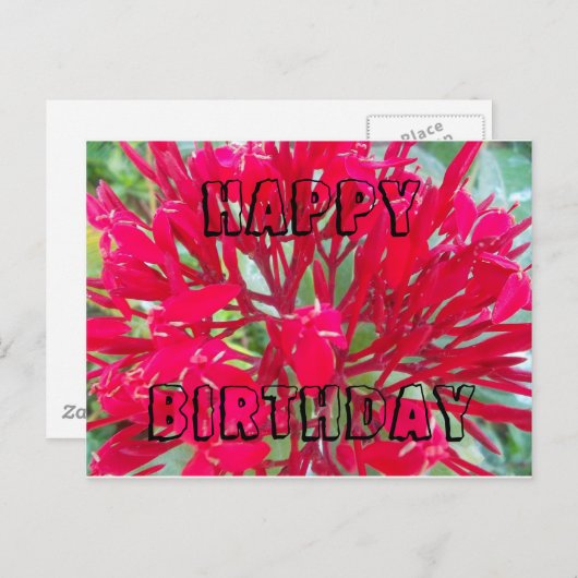 Happy Birthday Beautiful Red Blume Postcard Postkarte (Vorne/Hinten)