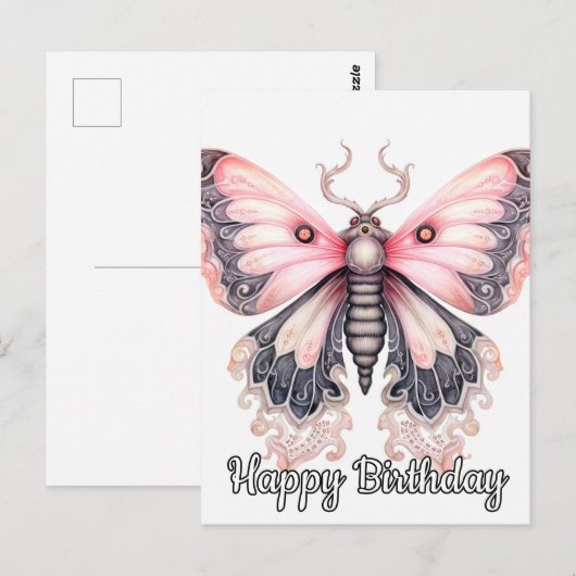 Happy Birthday Beautiful Restbutterfly Art Postkarte (Vorne/Hinten)