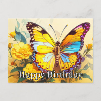 Happy Birthday Beautiful Springtime Butterfly Art Feiertagspostkarte