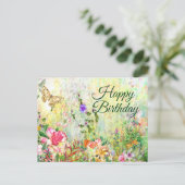 Happy Birthday Beautiful Watercolor Garden Blume Postkarte (Stehend Vorderseite)