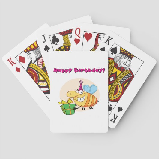 Happy Birthday Bee Playing Cards Spielkarten (Rückseite)