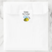 Happy Birthday! (bee) Quadratischer Aufkleber (Tasche)