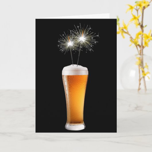 Happy Birthday Beer mit Sparklern Karte (Gelbe Blume)
