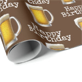 Happy Birthday Beer Tasse on Brown Geschenkpapier (Rolleneckpunkt)