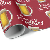 Happy Birthday Beer Tasse on Red Geschenkpapier (Rolleneckpunkt)