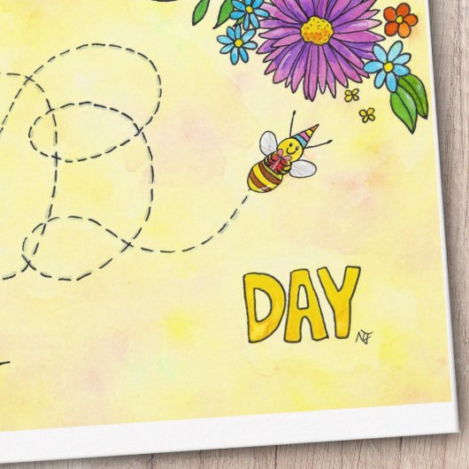 Happy Birthday Bees Postcard von Nicole Janes Postkarte